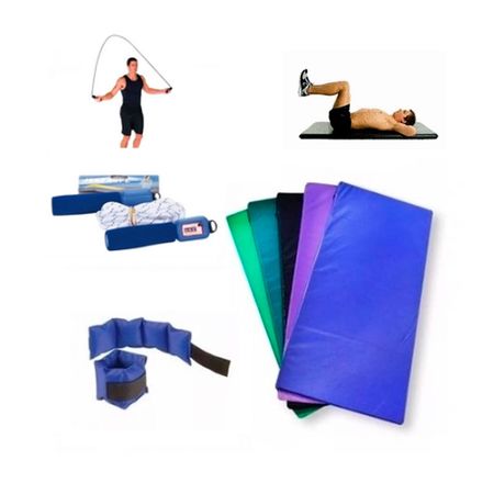 SET GYM COLCHONETA+  SOGA SALTO + PAR DE TOBILLERAS 1 KG