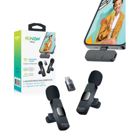 RINGO MIC DOBLE CON FICHA C + ADAPTADOR LIGHTING