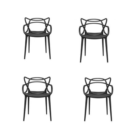 Combo X 4 Sillas Master Unican Asiento Y Respaldo Negro