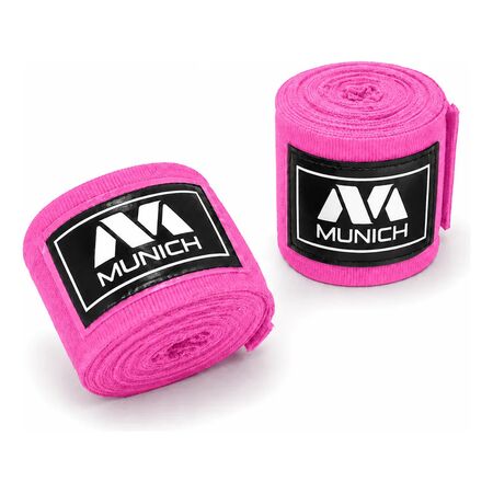 Par De Vendas Munich Band Boxeo Kick Thai 5 Metros Abrojo Rosa