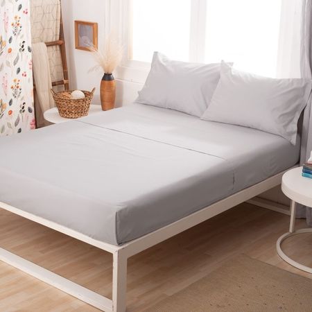 Juego de Sabanas Casablanca Lisa 2 1|2 plazas Plata gris perla