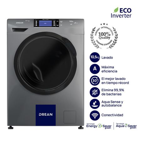 Lavarropas Ecoinverter 10,5 Kg 1200 RPM Gris Drean LCFDR1012TG0