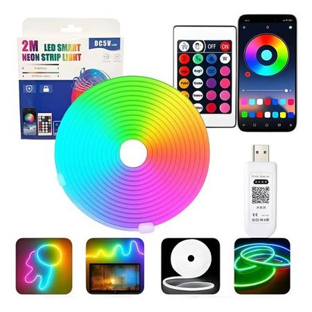 Kit Manguera Luces Neon Led Rgb 2m Flexible Usb