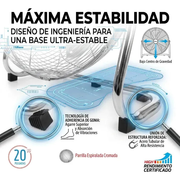 Turbo Ventilador 20 Liliana Vtfm20 100w 3 Vel Reclinable Estructura Gris Aspas Metal - Vista 6