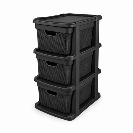 Cajonera Canasto Organizador Chifonier Yute Deco Moda Negro 3 x15 L (3287)