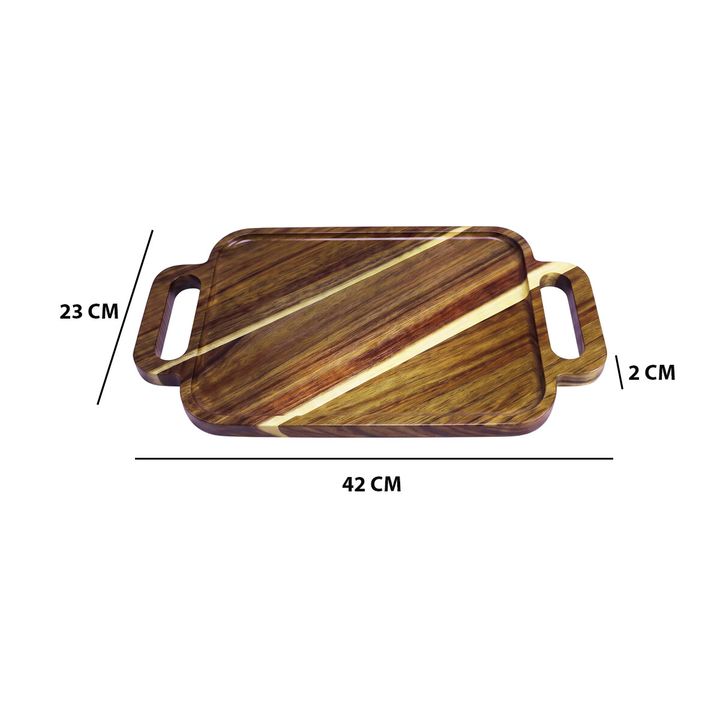 Bandeja De Madera Rectangular Con Manijas - Suka - Vista 2