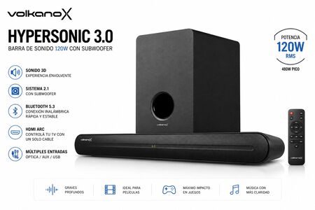  BARRA  DE SONIDO HYPERSOSONIC VOLKANO VKX-3905-2.1 V3
