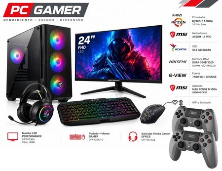 PC GAMER R7 + MONITOR 24” + ACCESORIOS+ ENVIO GRATIS 