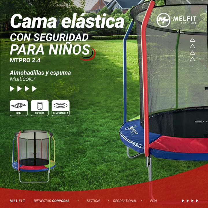 Cama Elastica Melfit 2,44 Mts Trampolin Red Chicos Mtpro2.4 - Vista 4