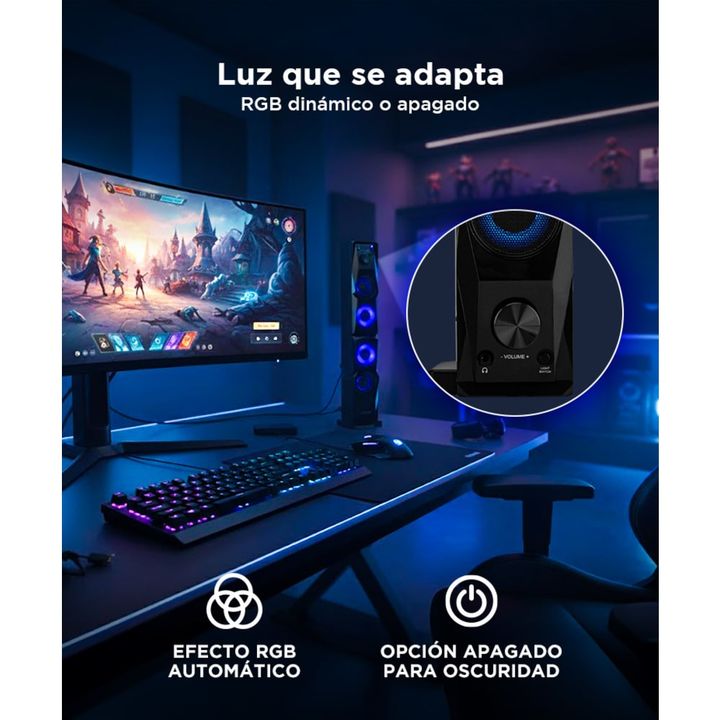 Parlante Gamer RGB Gadnic 2 en 1: Pc y Barra de Sonido - Vista 5