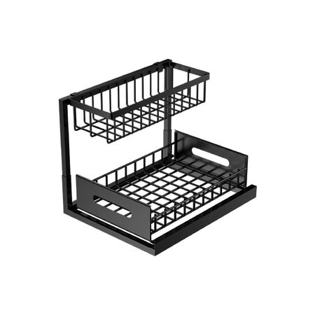 Organizador Doble Estante Multifuncion Waggs Cocina Negro