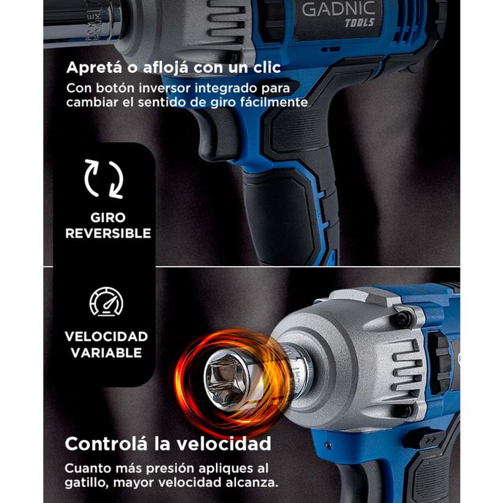 Llave de Impacto Inalámbrica Gadnic D200 20V - Vista 3
