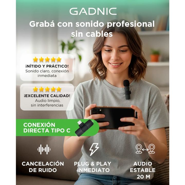 Set de Micrófonos Inalámbricos Minis Gadnic Usb Tipo C - Vista 2