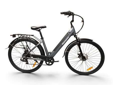 Bicicleta Electrica Nippongame Hyper U - Talle Unico - Gris - 7vel - Cuadro de aluminio bateria integrada - Frenos a discos mecanicos - Rodado 28"