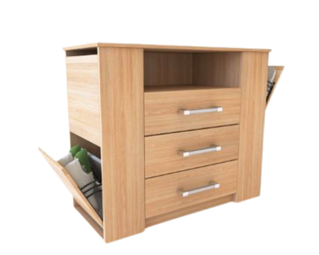 Comoda 92x111.5x50 3 Cajones Con 4 Botineros Dl261rnn Roble Nebraska NaturalDelos