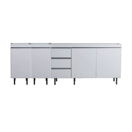 BAJO MESADA DE 2.20 M MELAMINA PERFIL J BLANCO (140 + 40+ 40)