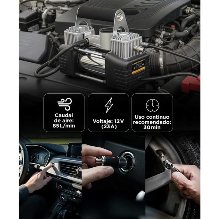 Compresor Para Auto 12v 150psi 85lt/min Portátil Incluye Bolso y Kit de Accesorios - Vista 4