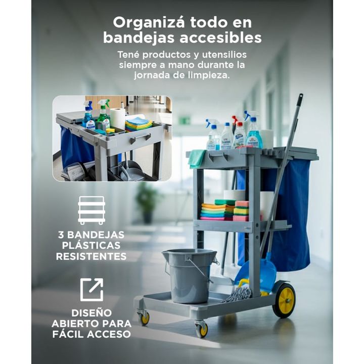 Carro de Limpieza Gadnic CAR1 Con Bolsa Multiservicio - Vista 5