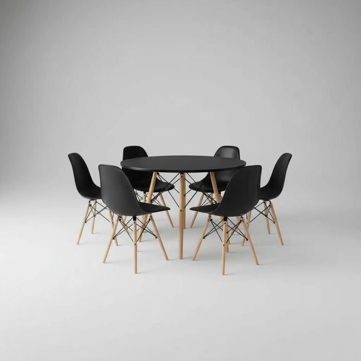 Juego De Comedor Mesa Eames 120cm+6 Sillas Eames Negro - Vista 2