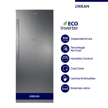Heladera Drean Inverter Rzn356Fxarx0 Inox No Frost 340Lt