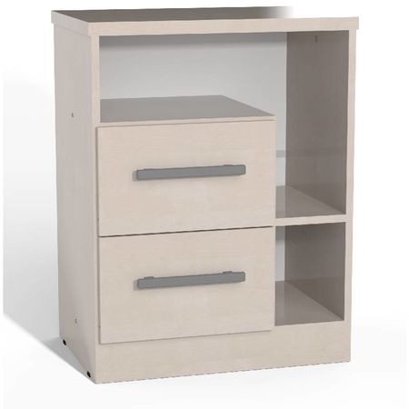 MESA DE LUZ ORLANDI AB 116 PREMIUM - ABEDUL, 2 CAJONES REVERSIBLES