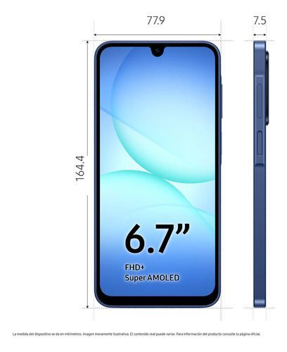 Celular Samsung Galaxy A17 5G (256+8GB) Blue Azul - Vista 2