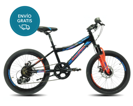 Bicicleta Raleigh Rowdy / Negro / Frenos a disco mecánicos / Cuadro de aluminio / 7Vel. / Rodado 20".