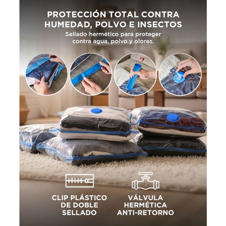Kit de Bolsas Al Vacío 5 En 1 Gadnic Para Guardar Ropa 40 x 60 cm - Vista 3