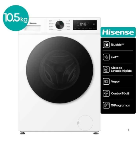 Lavarropas Automático Hisense WF1141BW 10.5Kg 1400Rpm Inverter Blanco
