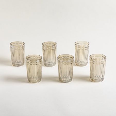 SET X 12 VASOS ALTOS DE VIDRIO COLOR CHAMPAGNE LINEA CARDIFF 400 ML