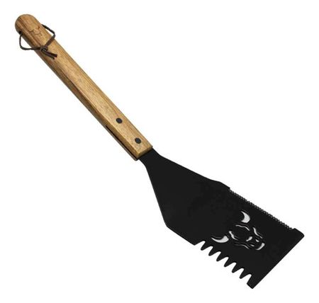 Espátula Bbq Wayu Acero Inoxidable Negro Ranurada 40cm