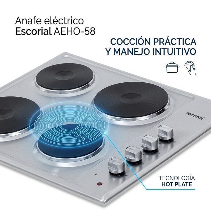 Anafe Escorial AEHO-58 60Cm Eléctrico Empotrable Hot Plate - Vista 3
