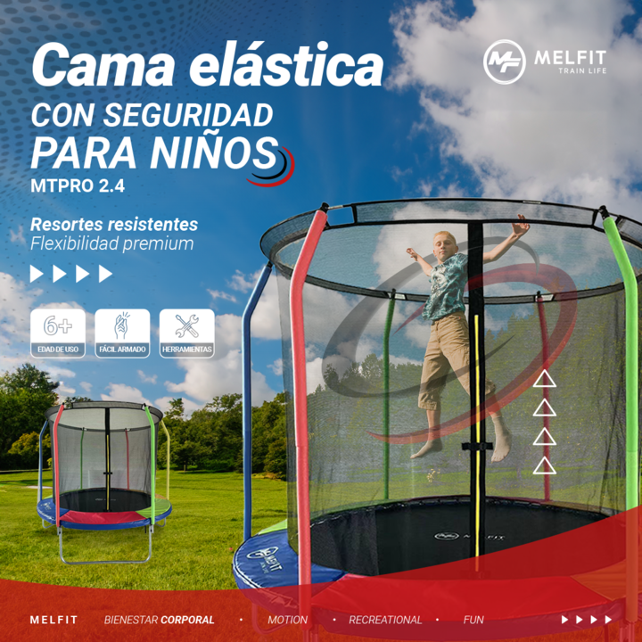 Cama Elastica Melfit 2,44 Mts Trampolin Red Chicos Mtpro2.4 - Vista 3