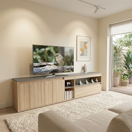 Rack Tv 2,00m. 1 Cajon 2 Puertas Coco Bolo|gris C. Tables