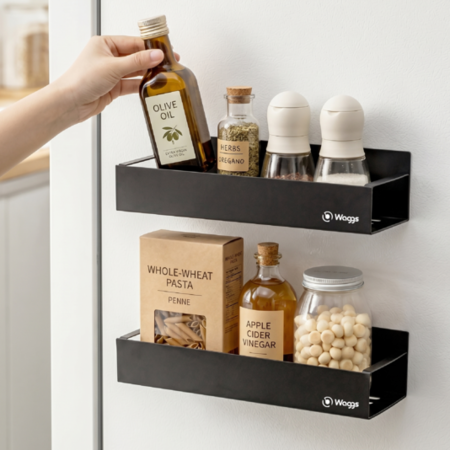 Combo Organizador Estante Magnetico Imantado Cocina Waggs x2 Negro