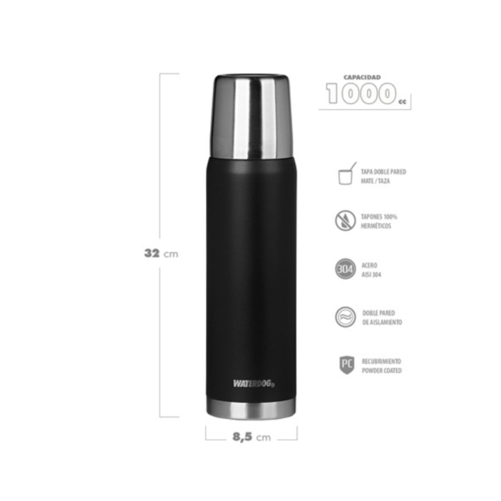 BOTELLON TERMICO WATERDOG 1000CC (C:NEGRO OBUS1000BK) - Vista 3