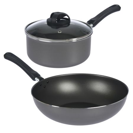 Batería de Cocina Cacerola Wok Aston Plata