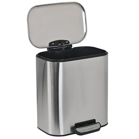 Cesto De Basura Rectangular Con Pedal Acero Inoxidable 12 Lt