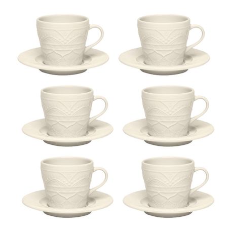 SET X 6 TAZAS DE TE 200CC CON PLATO SERENA CREAM OXFORD