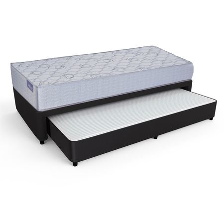 Colchón + Carricama Cuero Negro 1 1/2 Plaza Inducol Linea Dorada Espuma 90x190x20 120kg