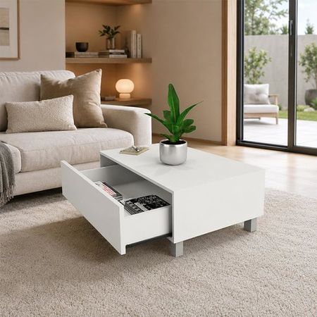 Mesa Ratona DS Home con Cajón Oculto Blanco 91x36x60 cm