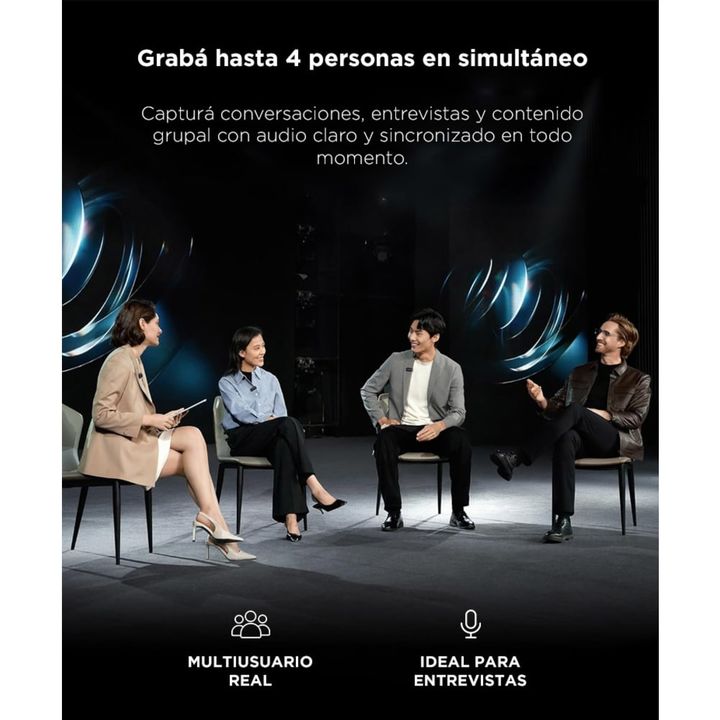 Micrófono Inalámbrico Hollyland Lark Max 2 Combo 4 Personas 4 TX Camara RX USB-C RX - Vista 3