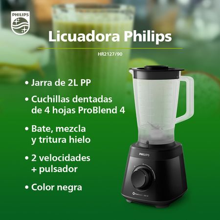 Licuadora Philips Daily Collection Hr2127/90 2 L Negra Con Jarra De Plástico