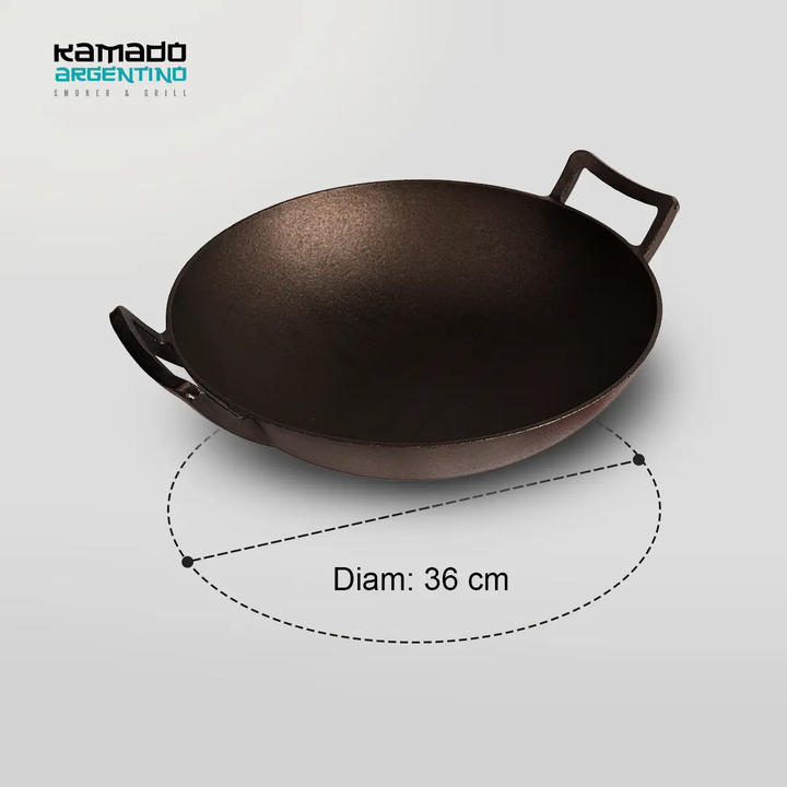 Wok De Fundición 36 Cm Con Asa Kamado Argentino Parrilla - Vista 2