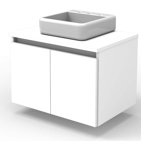 VANITORY BLANCO DE 64 CM CON BACHA Y 2 PUERTAS