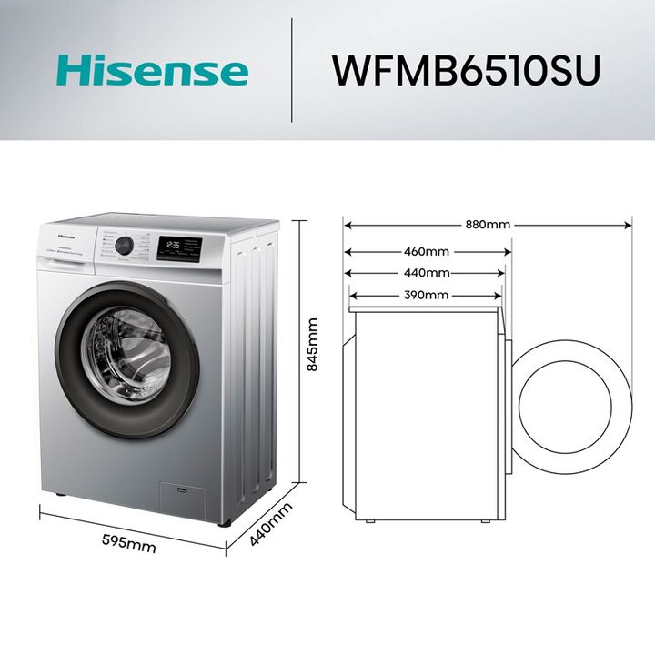 Lavarropas HISENSE WFMB6510SU 6.5 KG 1000rpm gris - Vista 2