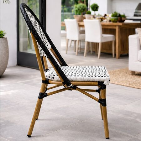 Silla de Diseño Bistro de Exterior Revestida Ratán Premium Apilable