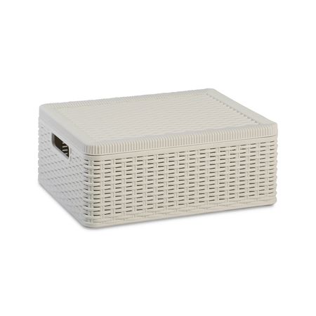 Caja Organizadora Dea Home Decora Con Tapa 17l Ratan Blanco 26209/9
