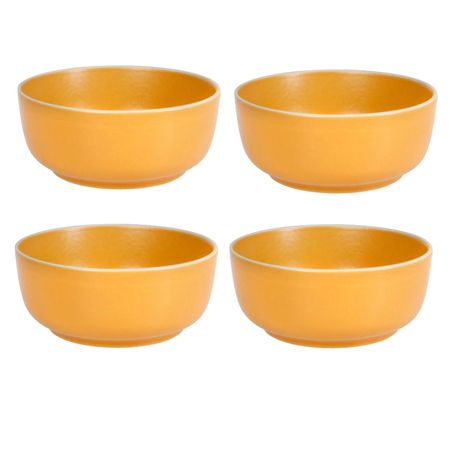 Set x 4 Bowl Compotera Porcelana Artesanal Envejecido 15 cm Amarillo
