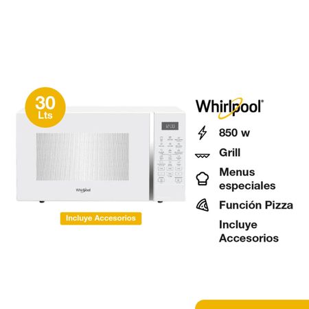 Microondas Whirlpool WMG30BZIM Digital 30Lts con Grill
